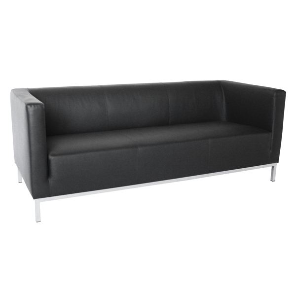 Billede af En billig sofa til kontoret eller venteområdet, hvor man får en anstændig kvalitet. Polstres i sort læder, kunstlæder eller stof.