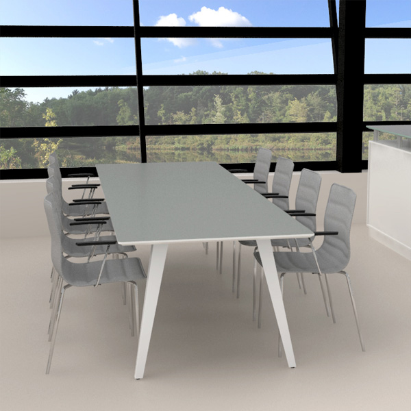 Billede af Mødebord med skrå ben er et elegant og yderst stabilt mødebord. Fås i tre højder, spisebord samt to højborde. Mange farve kombinationer.