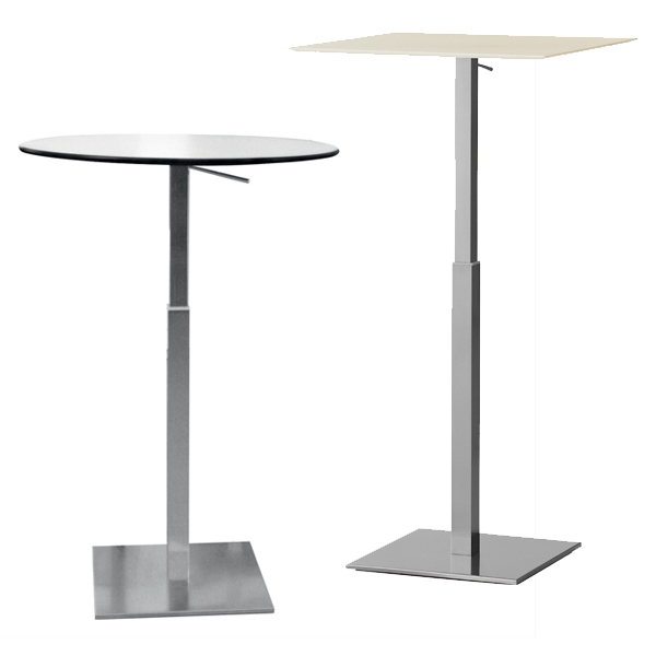 Billede af Højdejusterbart cafebord af italiensk design, kan justeres fra siddehøjde til ståhøjde, 72 cm - 114 cm. Velegnet til udendørs brug.