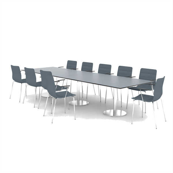 Billede af Mødebord Amigo, et flot mødebord på søjler og med runde pladefødder. Bordet fås i mage størrelser, op til 110 x 600 cm.