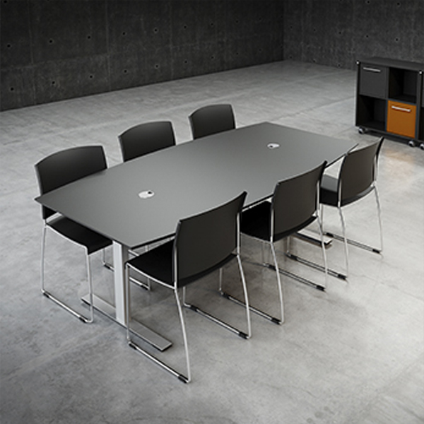 Billede af Mødebord med kabelgennemføring på to søjler, et elegant og strømlinet bord. Tilfører mødelokalet et professionelt look.