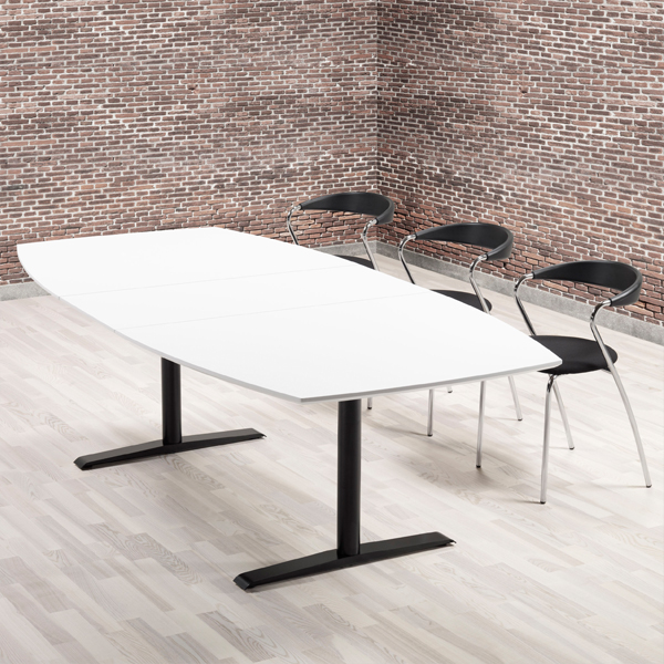Billede af Mødebord med udtræk, tøndeformet. Stellet og fødderne fås i flere farver, som kan kombineres. Overflade i flere farver og typer.