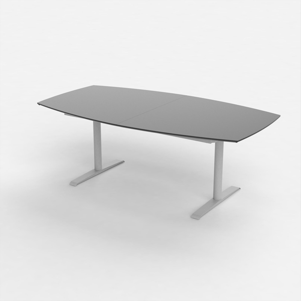 Billede af Mødebord med udtræk, tøndeformet. Stellet og fødderne fås i flere farver, som kan kombineres. Overflade i flere farver og typer.