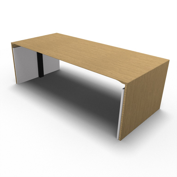 Billede af Hæve sænkebord Design Gavl, et stabilt og elegant bord, med endegavle i træ. Overflade i finer, laminat, linoleum, eller en kombination.