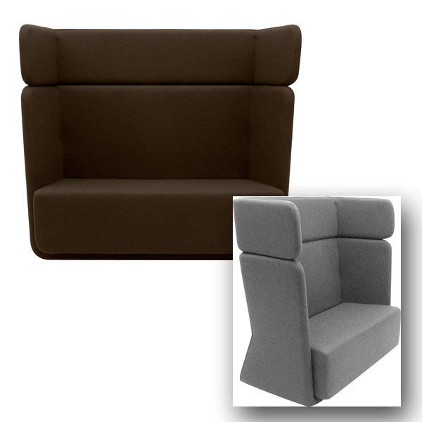 Billede af Enkel høj loungesofa, der giver ro i det travle rum. En lukket sofa, fås i flere farver. Fås også i lav model, og i en stole model.