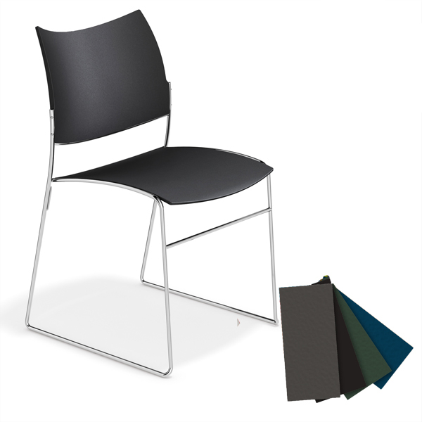 Billede af Stol af genbrugsplast, Skal i 100% genbrugsplast, en fantastisk god sidde komfort. Stolen fås med eller uden armlæn, med eller uden polstring.