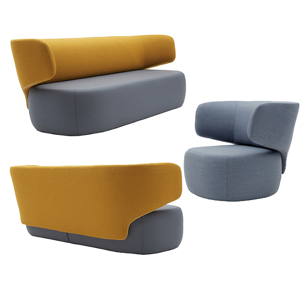 Billede af Basel lounge sæder er i et flot design med geometriske former, og den tydelige adskillelse af ryg og sæde gør sofaen iøjnefaldende. Også stol.