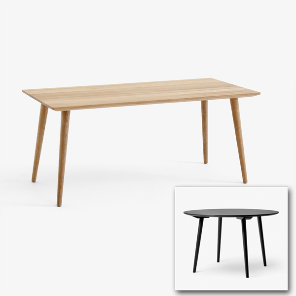 Billede af Egetræs mødebord In Between er et slankt og elegant bord, som også fås med rund bordplade.. Dansk design i traditionel skandinaviske stil.