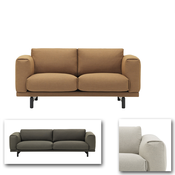 Billede af Kompakt sofa med stål bund og træstel. Tykke polstrede hynder med koldskum og fjerfyld, En komfortabel sofa til loungen eller venteværelset.
