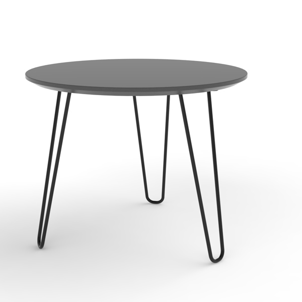 Billede af Loungebord basis fås i tre størrelser og i flere farver og overflader. De runde borde har sortlakeret stel og faset kant. Enkle småborde.