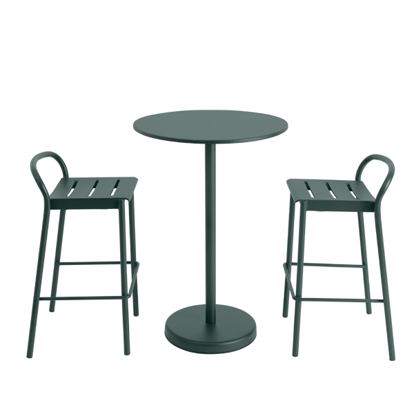 Billede af Linear Steel cafemøbler, et stilrent moderne design, som egner sig både til indendørs og til udendørs brug. Velegnet til cafeer og barer.