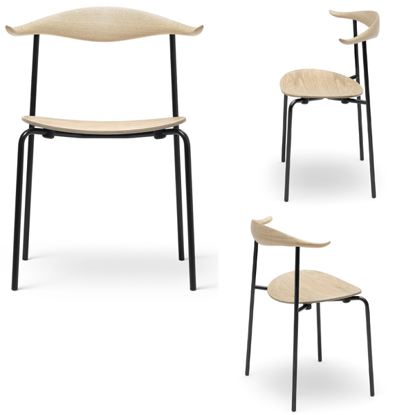 Billede af CH88 spisebordsstol, med eller uden polstret sæde. Fås med stel i sort lakering eller rustfrit stål. Designet af Hans J. Wegner i 1955.
