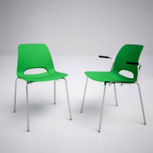 Billede af Stabelbar kantinestol med skal i kunststof. En traditionel kantinestol i solid udføring. Skallen og stellet leveres i flere farver.