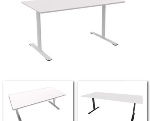Billede af Hæve sænkebord i hvid laminat. Et højdejusterbart bord i enkelt design. Fås i mange størrelser.